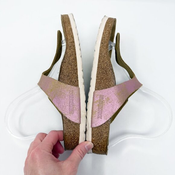 Birkenstock Metallic Pink Leather Gizeh Sandals Women's Size 38 Made in Germany - Picture 6 of 9